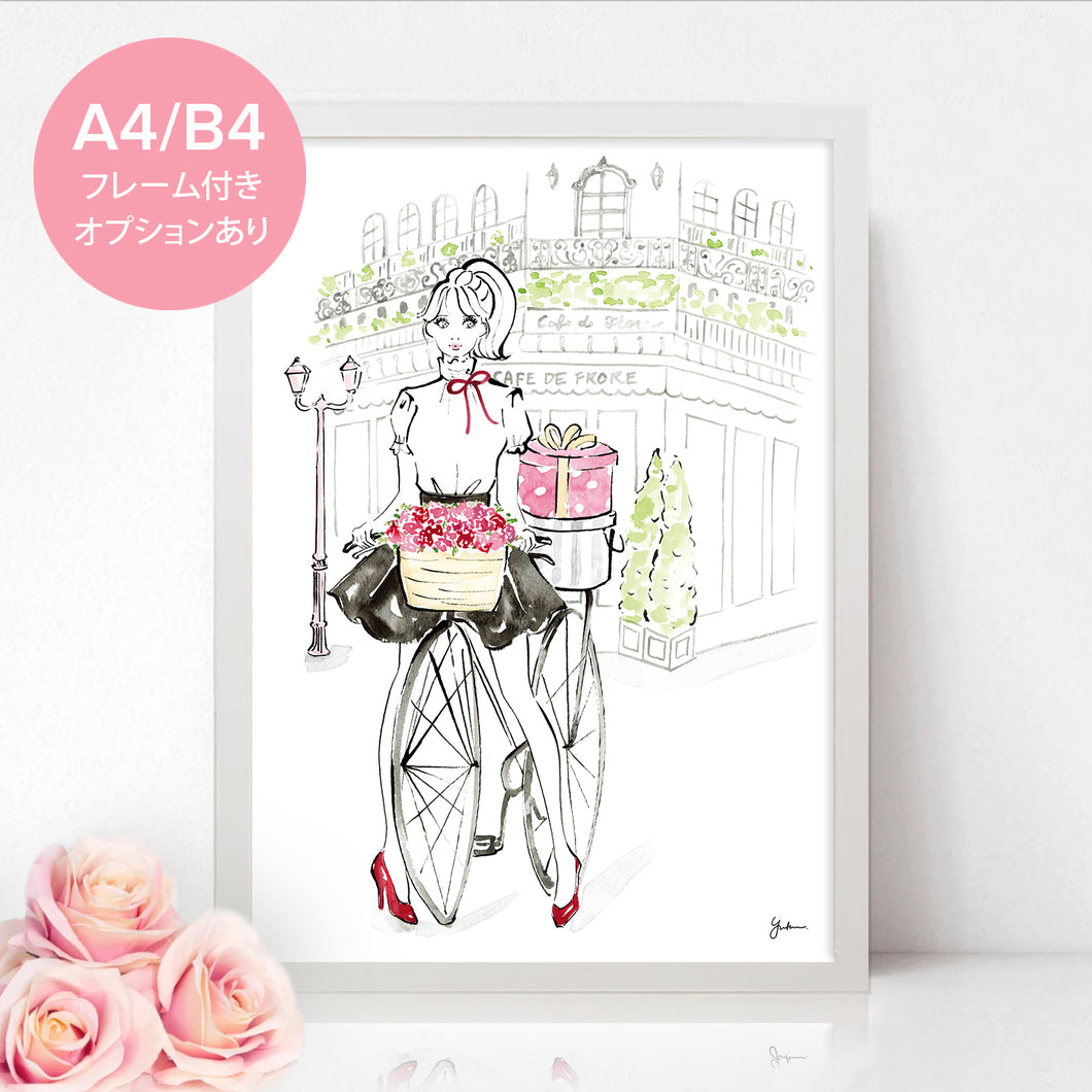 Bicycle Girl / NEW Art Print