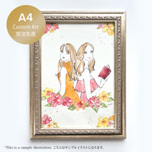 Load image into Gallery viewer, A4 Original Custom Illustration with Gold Frame
