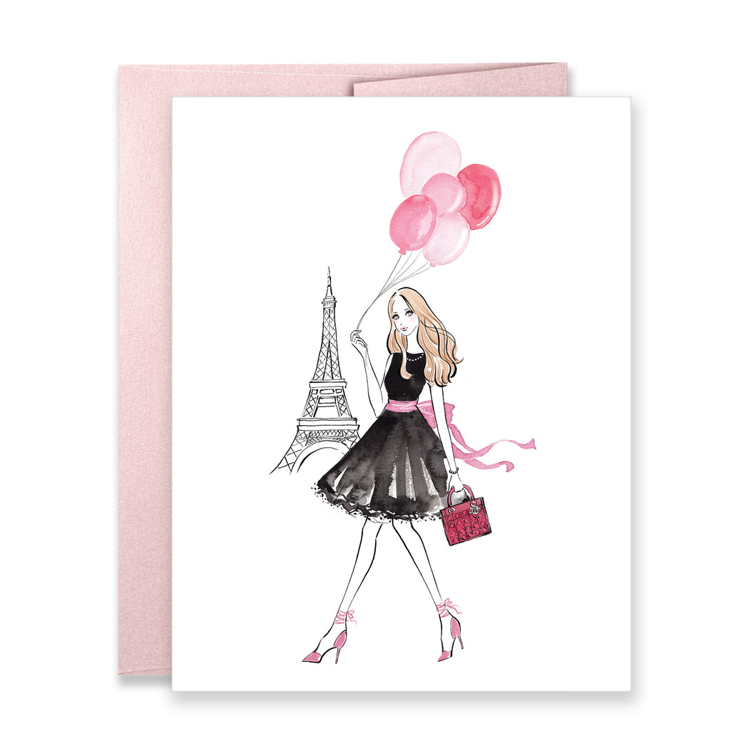 Greeting Card - Girl in Paris